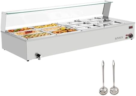 96QT Electric Commercial Food Warmer Steam Table, Countertop in Silver