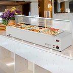 96QT Electric Commercial Food Warmer Steam Table, Countertop in Silver, alternate view 2