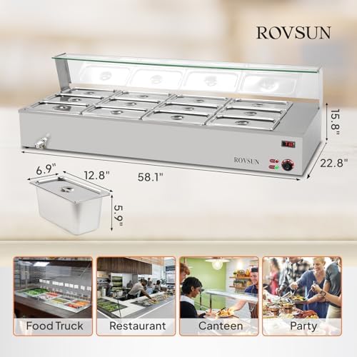 96QT Steam Table, 12-Pan Electric Commercial Food Warmer, alternate view 3