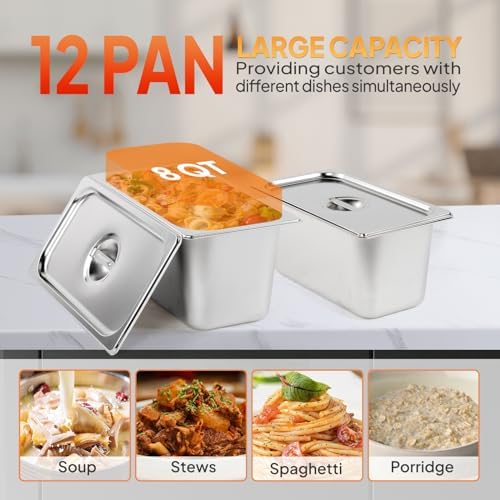 96QT Steam Table, 12-Pan Electric Commercial Food Warmer, alternate view 6