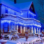 98FT 1216 LED Icicle Lights for Outside, 8 Modes 228 Drops, Blue in Blue, alternate view 6