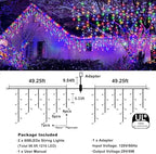 98FT 1216 LED Icicle Lights for Outside, 8 Modes 228 Drops, Multicolor, alternate view 4