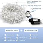 99 Ft 300 LED White Christmas Lights Indoor String Lights Plug in, alternate view 4