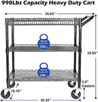 990Lbs Capacity Heavy Duty Rolling Utility Cart, NSF Rolling Carts with Wheels, Commercial Grade Metal Cart with, alternate