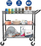 990Lbs Capacity Heavy Duty Rolling Utility Cart, NSF Rolling Carts with Wheels, Commercial Grade Metal Cart with, alternate