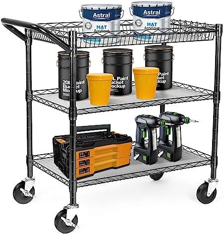 990Lbs Capacity Heavy Duty Rolling Utility Cart, NSF Rolling Carts with Wheels, Commercial Grade Metal Cart with, alternate