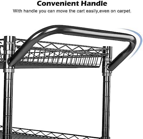 990Lbs Capacity Heavy Duty Rolling Utility Cart, NSF Rolling Carts with Wheels, Commercial Grade Metal Cart with, alternate