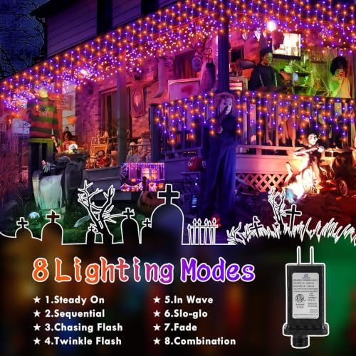 99FT 960 LED Orange Purple Halloween Lights Outdoor for Decor, alternate view 4