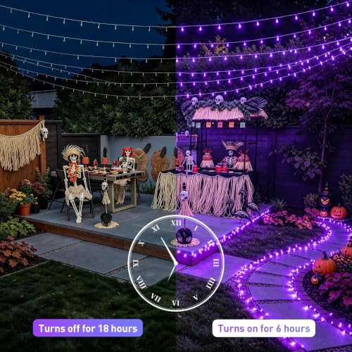 99Ft Purple Halloween Lights, 300 LED Purple Christmas Lights, alternate view 6