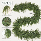 9FT 1PCS Artificial Christmas Cedar Pine Garland for Mantle Home Decor in Green, alternate view 5