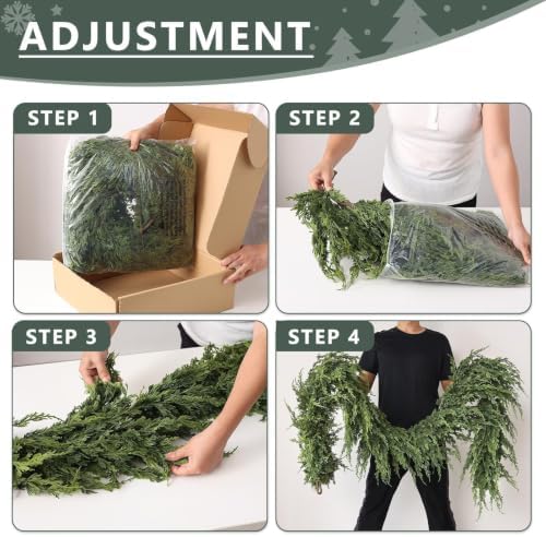 9FT 1PCS Artificial Christmas Cedar Pine Garland for Mantle Home Decor in Green, alternate view 6