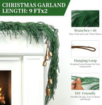 9Ft 2Pcs Artificial Norfolk Pine Garland, Real Touch Faux Greenery for Fireplace Mantel Staircase Wall, alternate view 3