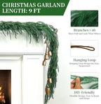 9Ft Artificial Norfolk Pine Garland, Real Touch Faux Greenery for Fireplace Mantel Staircase Wall, Christmas, alternate view