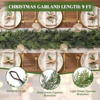 9FT Artificial Real Touch Christmas Cedar Garland Decoration, alternate view 2