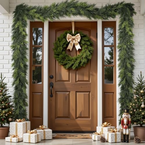 9FT Artificial Real Touch Christmas Cedar Garland Decoration, alternate view 7