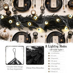9FT Black Halloween Garland with Eyeball String Light Spider Cotton Spiders, alternate view 3