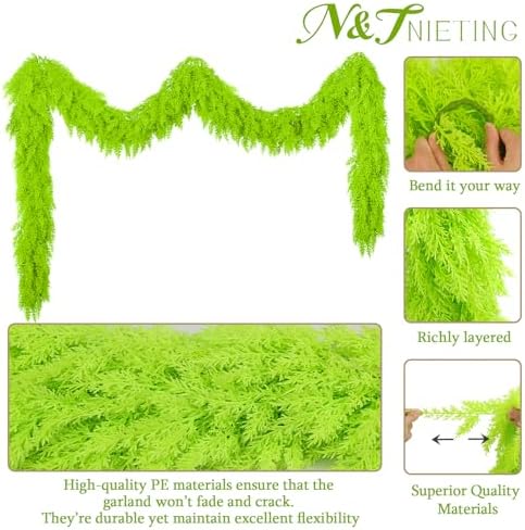 9Ft Christmas Cedar Garland, Lime Green Real Touch Christmas Decorations, alternate view 3
