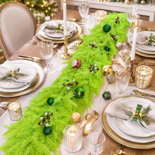 9Ft Christmas Cedar Garland, Lime Green Real Touch Christmas Decorations, alternate view 4