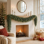 9FT Christmas Cedar Garland, Real Touch Cedar Garland, Artificial Cypress Greenery Garlands for Mantle Fireplace, alternate