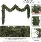 9Ft Christmas Cedar Garland, Real Touch Soft Greenery Christmas Decorations, alternate view 3