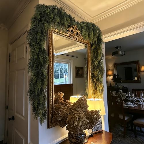 9FT Christmas Cedar Garland, Real Touch Soft Greenery Mantel Decor, alternate view 5