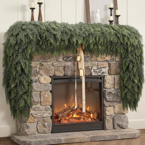 9FT Christmas Cedar Garland, Real Touch Soft Greenery Mantel Decor, alternate view 7
