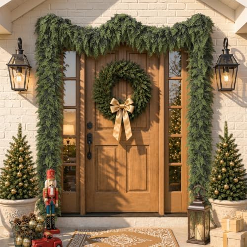 9FT Christmas Garland, Encrypting Real Touch &Full Cedar Garland, alternate view 5