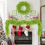 9FT Christmas Garland Norfolk Pine Garland Real Touch Artificial Christmas Lime Green Xmas Garland for Mantle, alternate view
