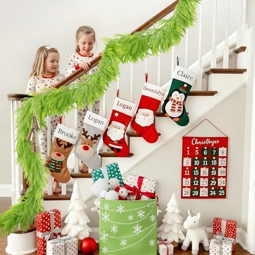 9FT Christmas Garland Norfolk Pine Garland Real Touch Artificial Christmas Lime Green Xmas Garland for Mantle, alternate view