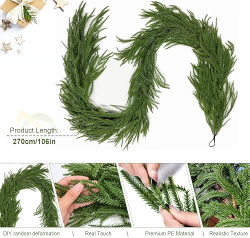9FT Christmas Norfolk Pine Garland, alternate view 4