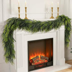 9FT Christmas Norfolk Pine Garland Real Touch Artificial Greenery Garlands Faux Winter Garland for Mantle