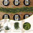 9FT Christmas Norfolk Pine Garland Real Touch Artificial Greenery Garlands Faux Winter Garland for Mantle, alternate view 3