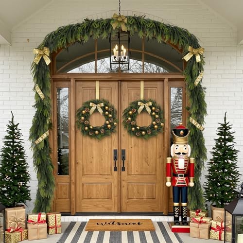 9FT Christmas Norfolk Pine Garland Real Touch Artificial Greenery Garlands Faux Winter Garland for Mantle, alternate view 4