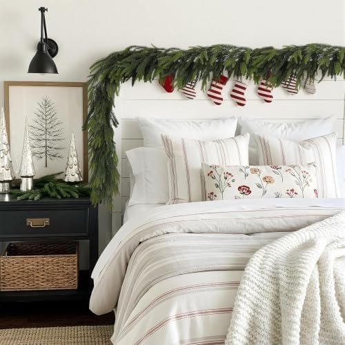 9FT Christmas Norfolk Pine Garland Real Touch Artificial Greenery Garlands Faux Winter Garland for Mantle, alternate view 6