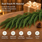 9FT Christmas Norfolk Pine Garland, Real Touch Artificial Greenery Garland, Realistic Faux Pine Garlands for, alternate view