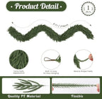 9FT Christmas Norfolk Pine Garland, Real Touch Soft Mantel Decor in Green, alternate view 4