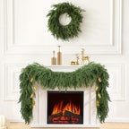 9FT Christmas Norfolk Pine Garland, Realistic Green Artificial Pine Garland, Unlit Christmas Greenery for Indoor, alternate