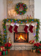 9FT Christmas Norfolk Pine Garland with LED String Lights for Mantle, 4 Pcs, alternate view 4