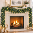 9FT Christmas Real Touch Norfolk Pine Garland with 50 LED Lights