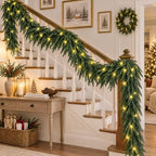 9FT Christmas Real Touch Norfolk Pine Garland with 50 LED Lights, alternate view 4