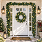 9FT Christmas Real Touch Norfolk Pine Garland with 50 LED Lights, alternate view 7