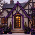 9Ft Halloween Cedar Garland, Purple Real Touch Soft Christmas Decorations, alternate view 2