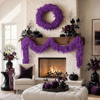 9Ft Halloween Cedar Garland, Purple Real Touch Soft Christmas Decorations, alternate view 3