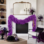 9Ft Halloween Cedar Garland, Purple Real Touch Soft Christmas Decorations, alternate view 4