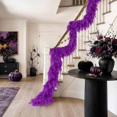 9Ft Halloween Cedar Garland, Purple Real Touch Soft Christmas Decorations, alternate view 5