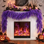 9FT Halloween Norfolk Pine Garland Real Touch Artificial Christmas Purple Xmas Garland for Mantle, Table Holiday