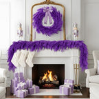 9FT Halloween Norfolk Pine Garland Real Touch Artificial Christmas Purple Xmas Garland for Mantle, Table Holiday, alternate