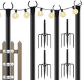 9FT Metal String Light Poles, with Fence Brackets, 4 Pack Metal Poles for Outdoor Lights, Patio, Deck, Yard