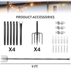 9FT Metal String Light Poles, with Fence Brackets, 4 Pack Metal Poles for Outdoor Lights, Patio, Deck, Yard, alternate view 3