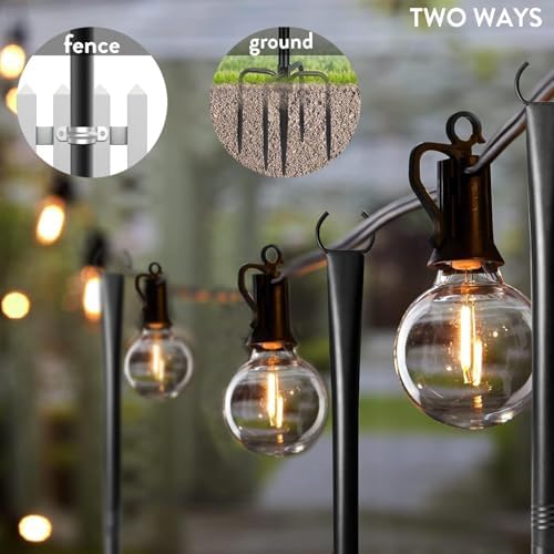 9FT Metal String Light Poles, with Fence Brackets, 4 Pack Metal Poles for Outdoor Lights, Patio, Deck, Yard, alternate view 4
